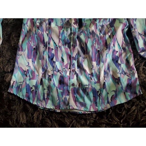 Royal Highness Equestrian 3X Long Sleeve Watercolor Abstract Button Down Shirt - Picture 3 of 7